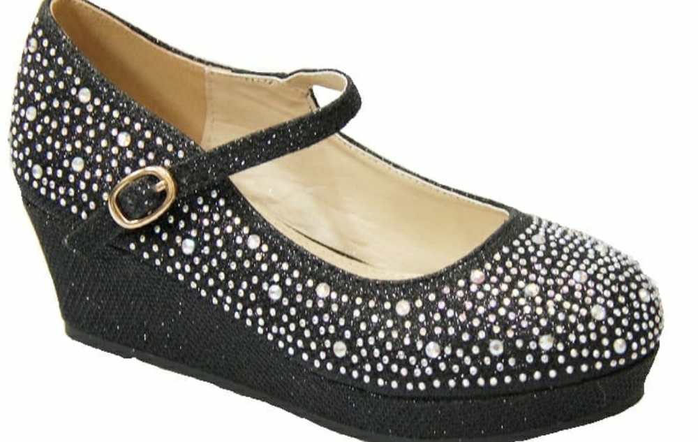 Girls Glitter Rhinestones Wedge heel